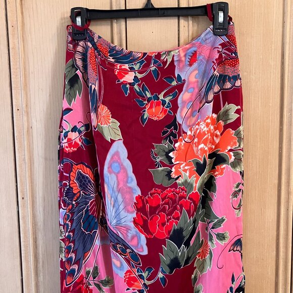 Anthropologie Womens Brina Faux Wrap Butterfly Satin Skirt Size 6 Pink SP EXC - Picture 11 of 12